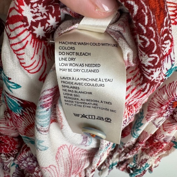 Tugboat Anthropologie Saraya Floral‎ Tie Front Blouse Size Small Multicolor Boho - Picture 8 of 12